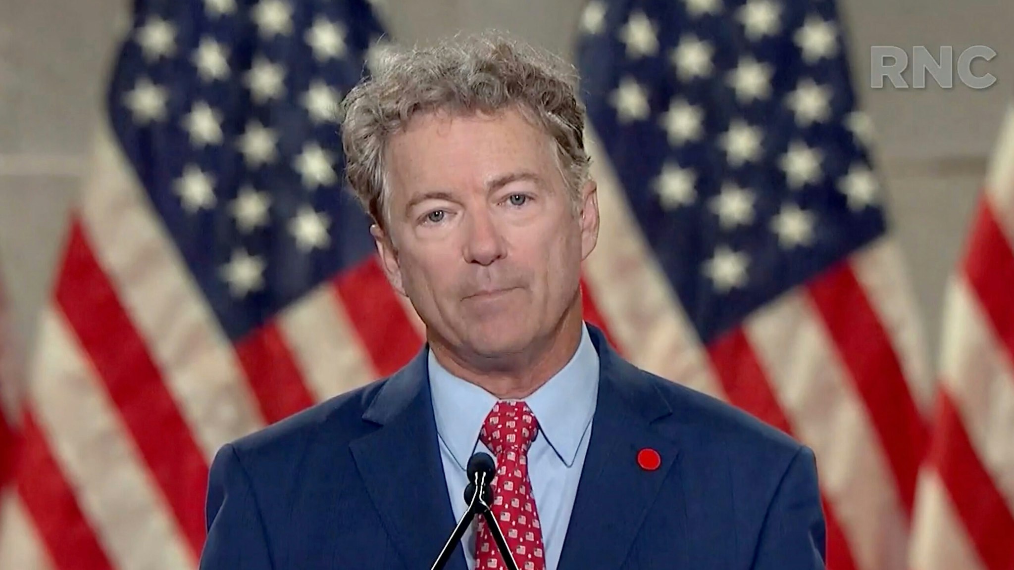 CHARLOTTE, NC - AUGUST 25: (EDITORIAL USE ONLY) In this screenshot from the RNC’s livestream of the 2020 Republican National Convention, U.S. Sen. Rand Paul (R-KY) addresses the virtual convention on August 25, 2020. The convention is being held virtually due to the coronavirus pandemic but will include speeches from various locations including Charlotte, North Carolina and Washington, DC.