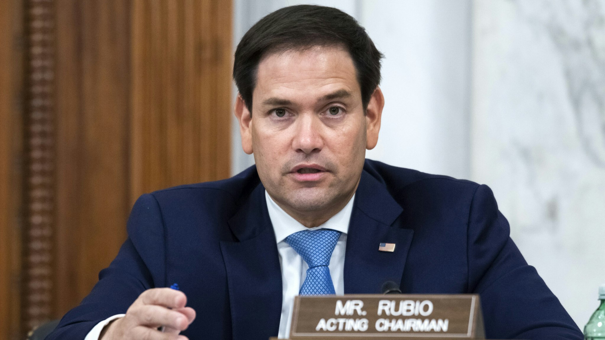 UNITED STATES - JUNE 24: Acting Chairman Sen. Marco Rubio, R-Fla., conducts the Senate Select Intelligence Committee confirmation hearing for Peter Michael Thomson, nominee to be inspector general of the Central Intelligence Agency, in Russell Building on Wednesday, June 24, 2020.