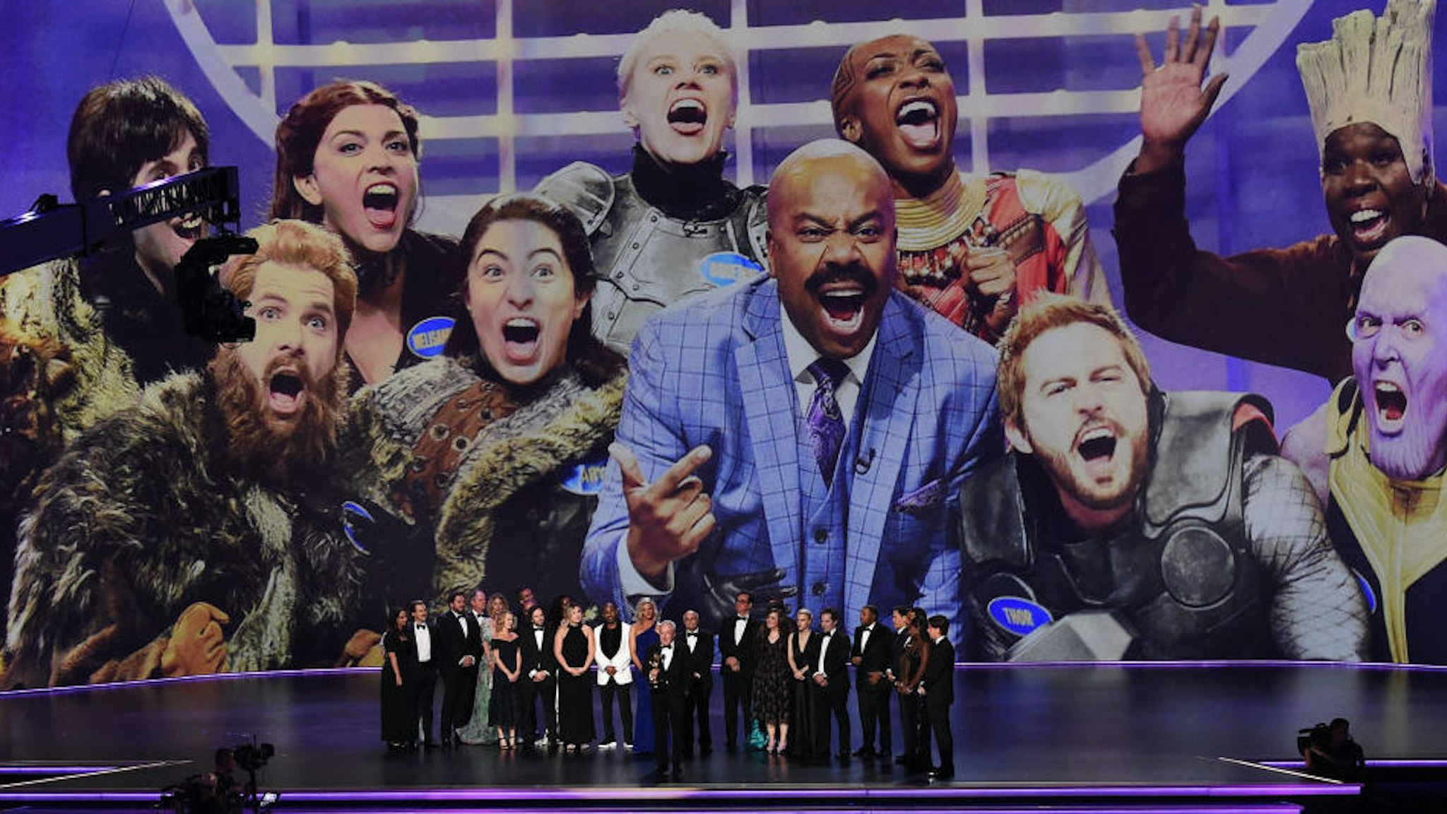 Lorne Michaels and cast and crew of 'Saturday Night Live' accept the Outstanding Variety Sketch Series award for 'Saturday Night Live' onstage during the 71st Emmy Awards at Microsoft Theater on September 22, 2019 in Los Angeles, California. (Photo by Kevin Winter/Getty Images)