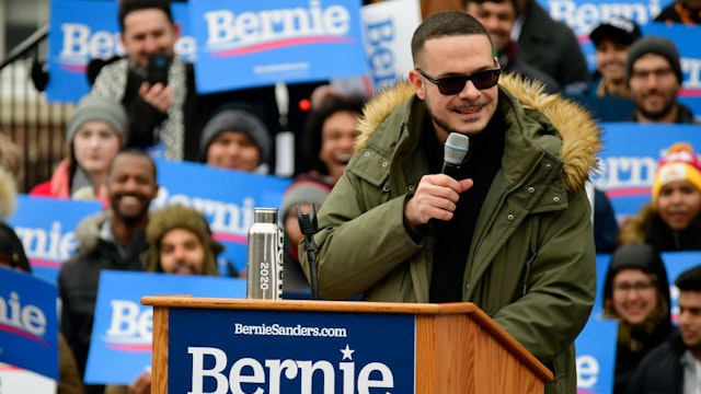 Activist and journalist Shaun King takes the stage to stump for Sen. Bernie Sanders (I-VT) during the 2020 campaign kick-off at Brooklyn College in Brooklyn, NY on March 2, 2019. (Photo by Bastiaan Slabbers/NurPhoto via Getty Images)