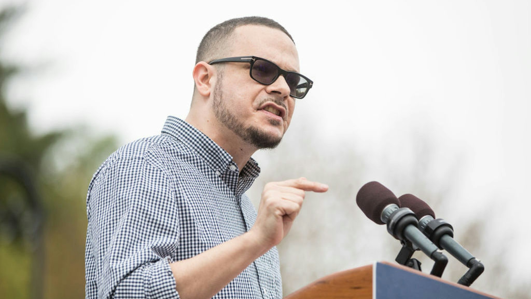 MONTPELIER, VT - MAY 25: Shaun King introduces Democratic presidential candidate Bernie Sanders during a rally in the capital of his home state of Vermont on May 25, 2019 in Montpelier, Vermont. This was the first Vermont rally of Sanders' 2020 campaign. (Photo by Scott Eisen/Getty Images)