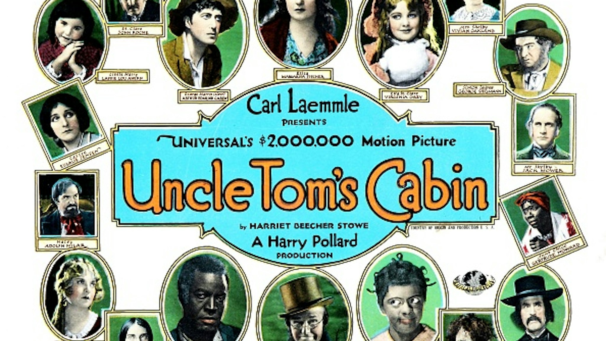 Uncle Tom's Cabin, poster, James B. Lowe, George Siegmann, Virginia Grey, etc, poster art, 1927.