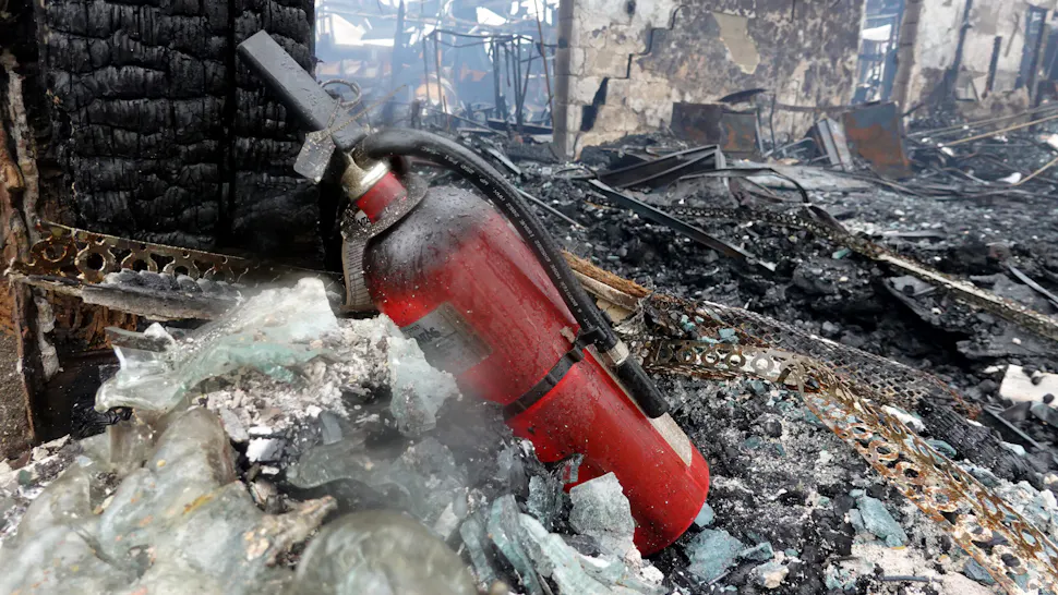 Protests Continue After Kenosha, WI Police Shooting Of Jacob Blake KENOSHA, WISCONSIN - AUGUST 25: A fire extinguisher sits among the rubble of an office furniture store that was torched the previous evening during another night of unrest on August 25, 2020 in Kenosha, Wisconsin.