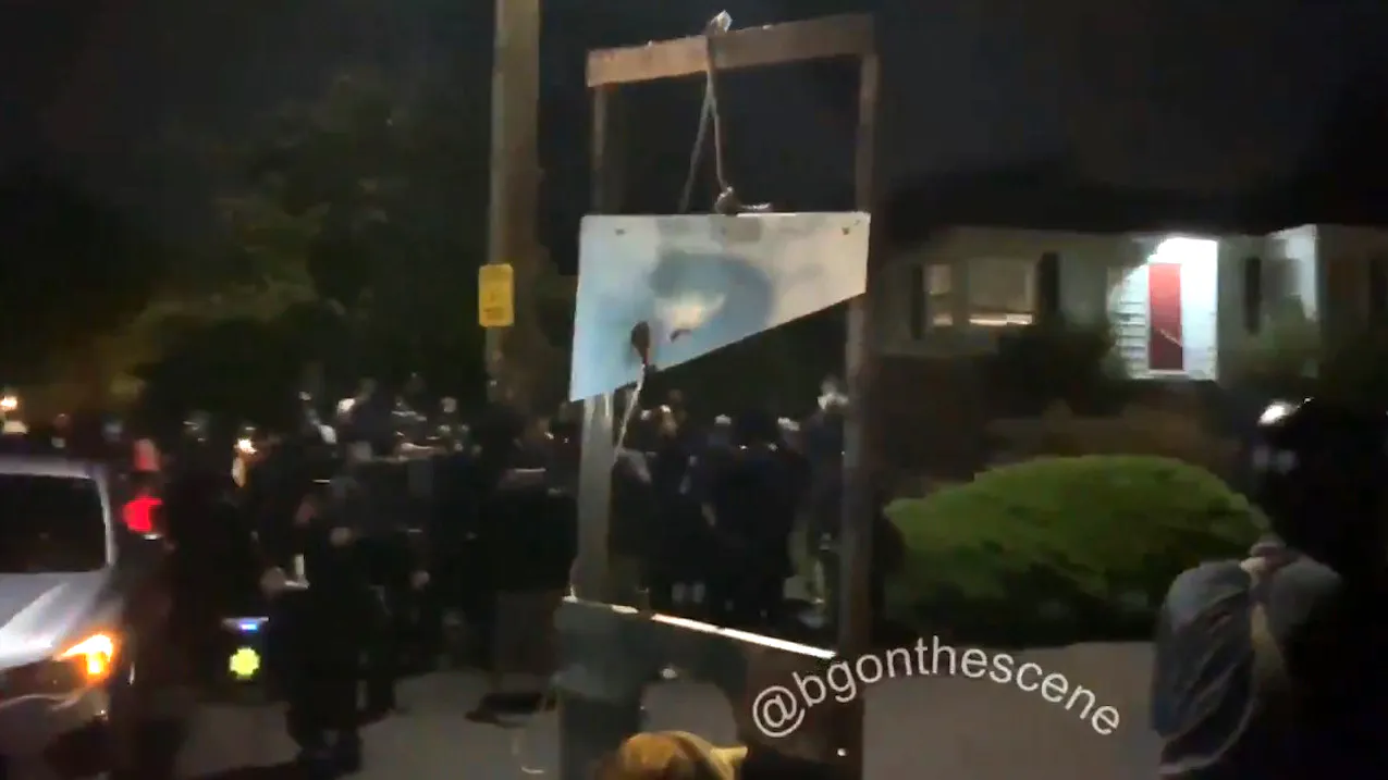 Leftists Storm Suburb With Guillotine, Burn American Flags: ‘Get In The F***ing Streets!’