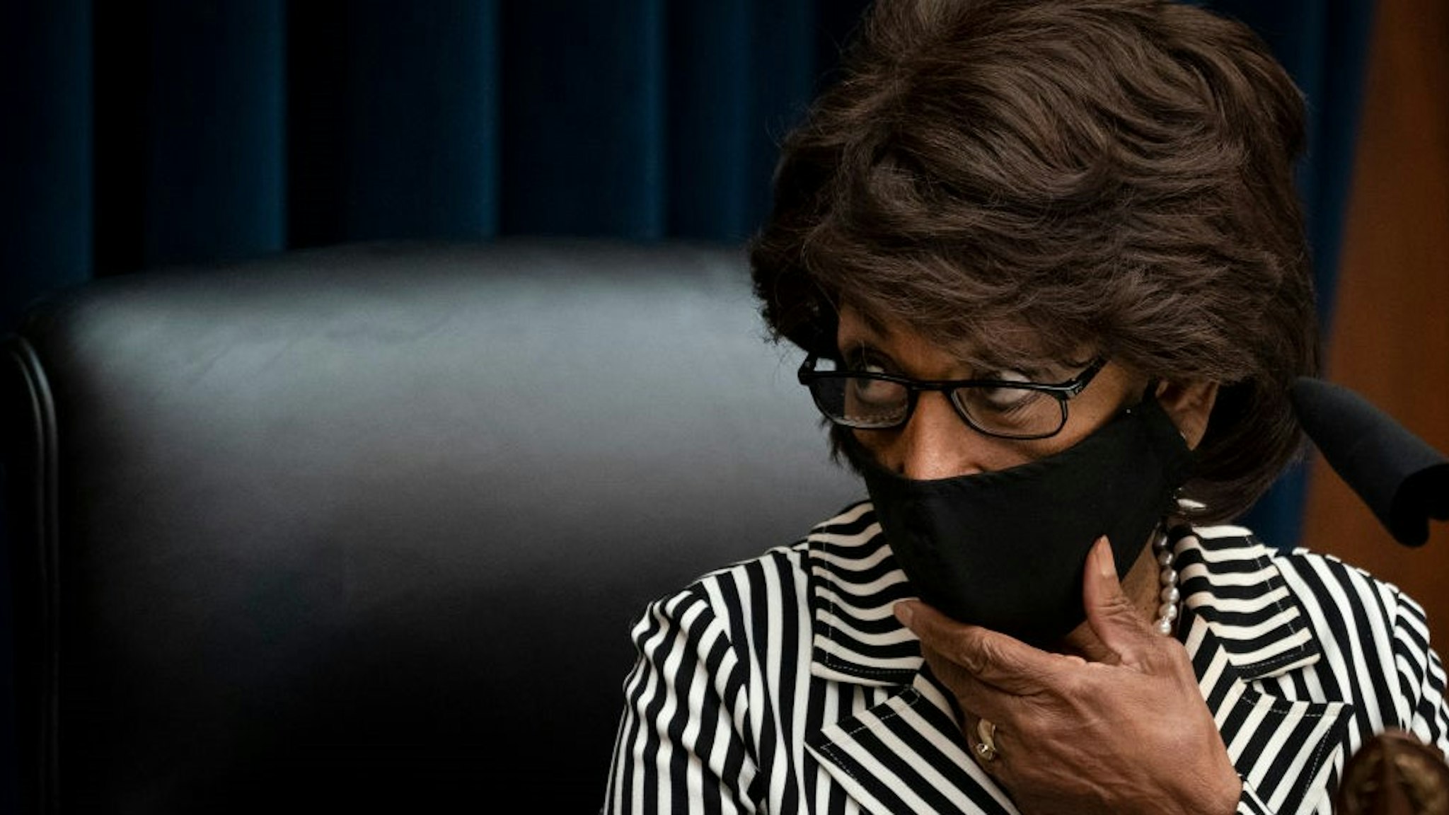 WASHINGTON, DC - JULY 30: Committee chairwoman Rep. Maxine Waters (D-CA) arrives for a House Financial Services Committee hearing regarding the Consumer Financial Protection Bureau in the Rayburn House Office Building on Capitol Hill July 30, 2020 in Washington, DC. (Photo by