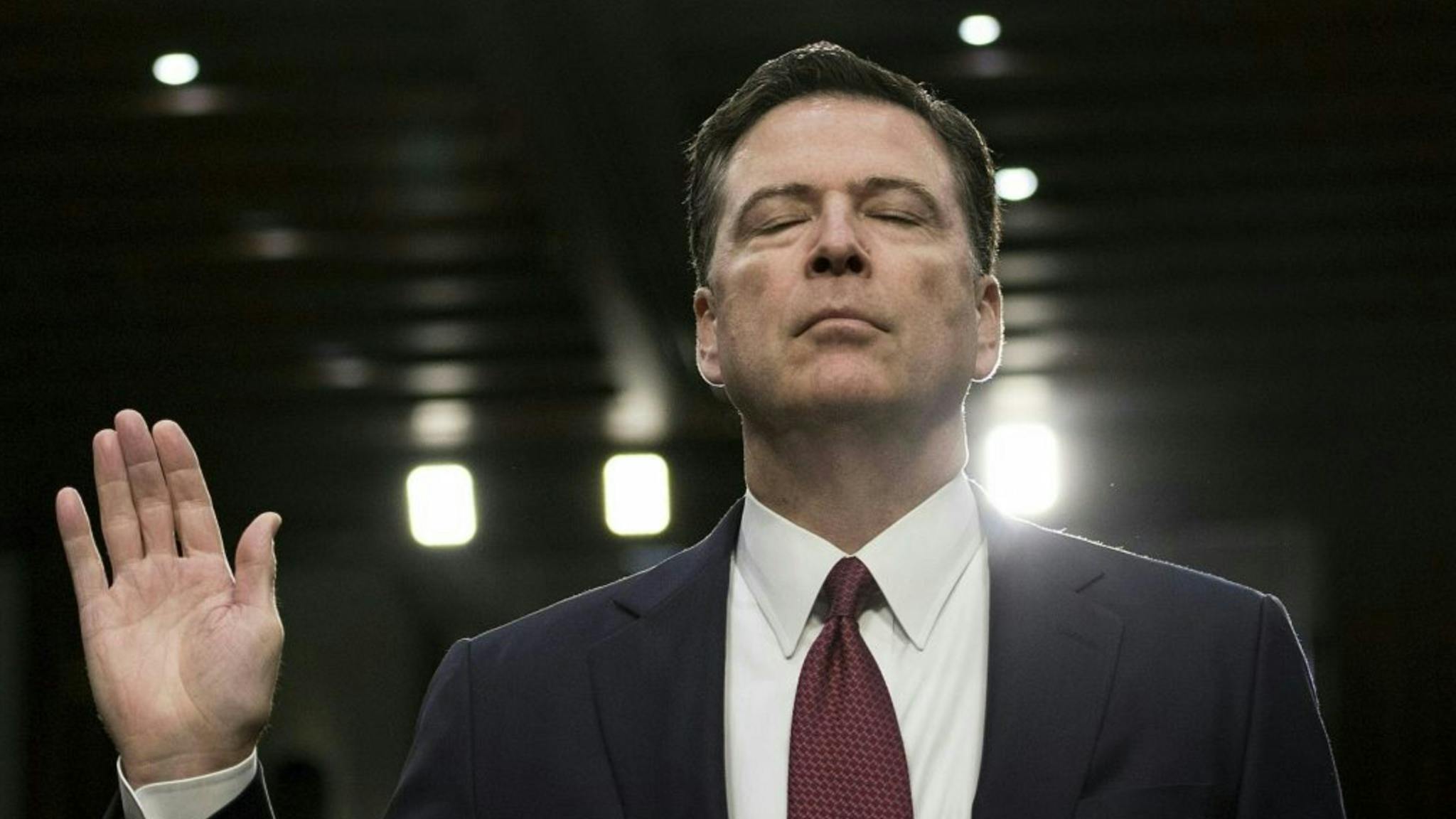 James Comey Former FBI director James Comey is sworn in during a hearing before the Senate Select Committee on Intelligence on Capitol Hill June 8, 2017 in Washington, DC.