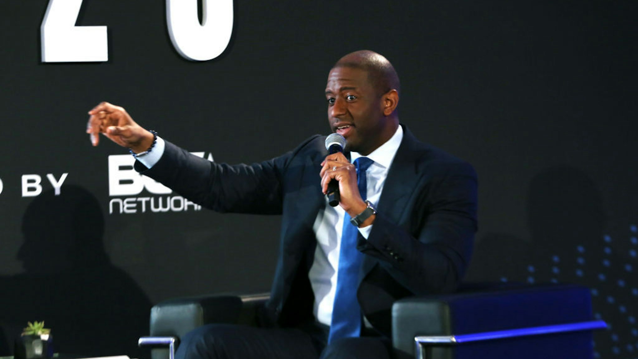 LOS ANGELES, CALIFORNIA - FEBRUARY 20: Andrew Gillum speaks onstage during META ‚Äì Convened By BET Networks at The Edition Hotel on February 20, 2020 in Los Angeles, California. (Photo by Robin L Marshall/Getty Images for BET)