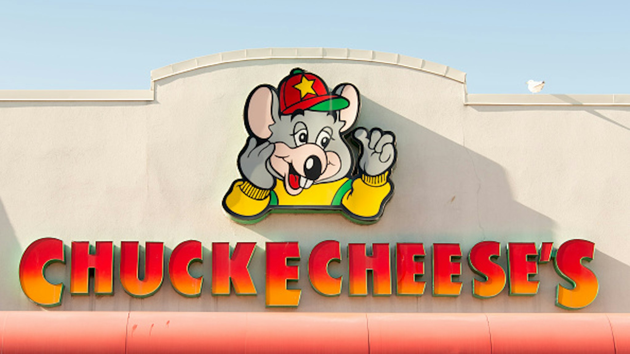 TORONTO, ONTARIO, CANADA - 2015/03/28: Chuck E Cheese entrance. Chuck E. Cheese's is a chain of American family entertainment center restaurants. The chain is the primary brand of CEC Entertainment, Inc.