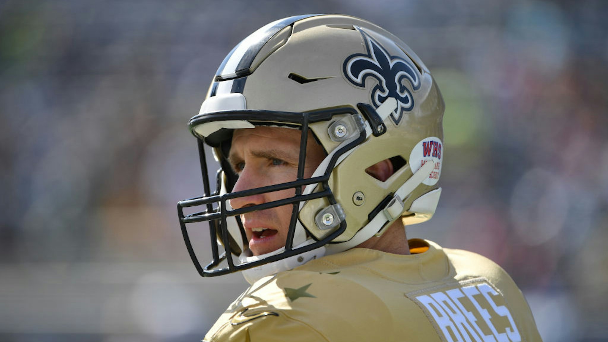 Drew Brees #9 of the New Orleans Saints warming up prior to the 2020 NFL Pro Bowl at Camping World Stadium on January 26, 2020 in Orlando, Florida. (Photo by Mark Brown/Getty Images)