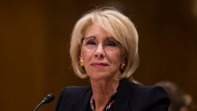 U.S. Secretary of Education Betsy DeVos testifies during a Senate Labor, Health and Human Services, Education and Related Agencies Subcommittee discussing proposed budget estimates and justification for FY2020 for the Education Department on March 28, 2019 in Washington, DC.