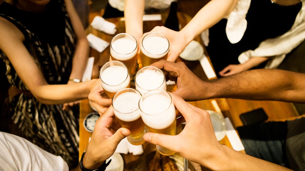Toasting people - stock photo