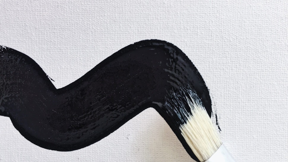 Close-Up Of Brush Stroke On Paper - stock photo