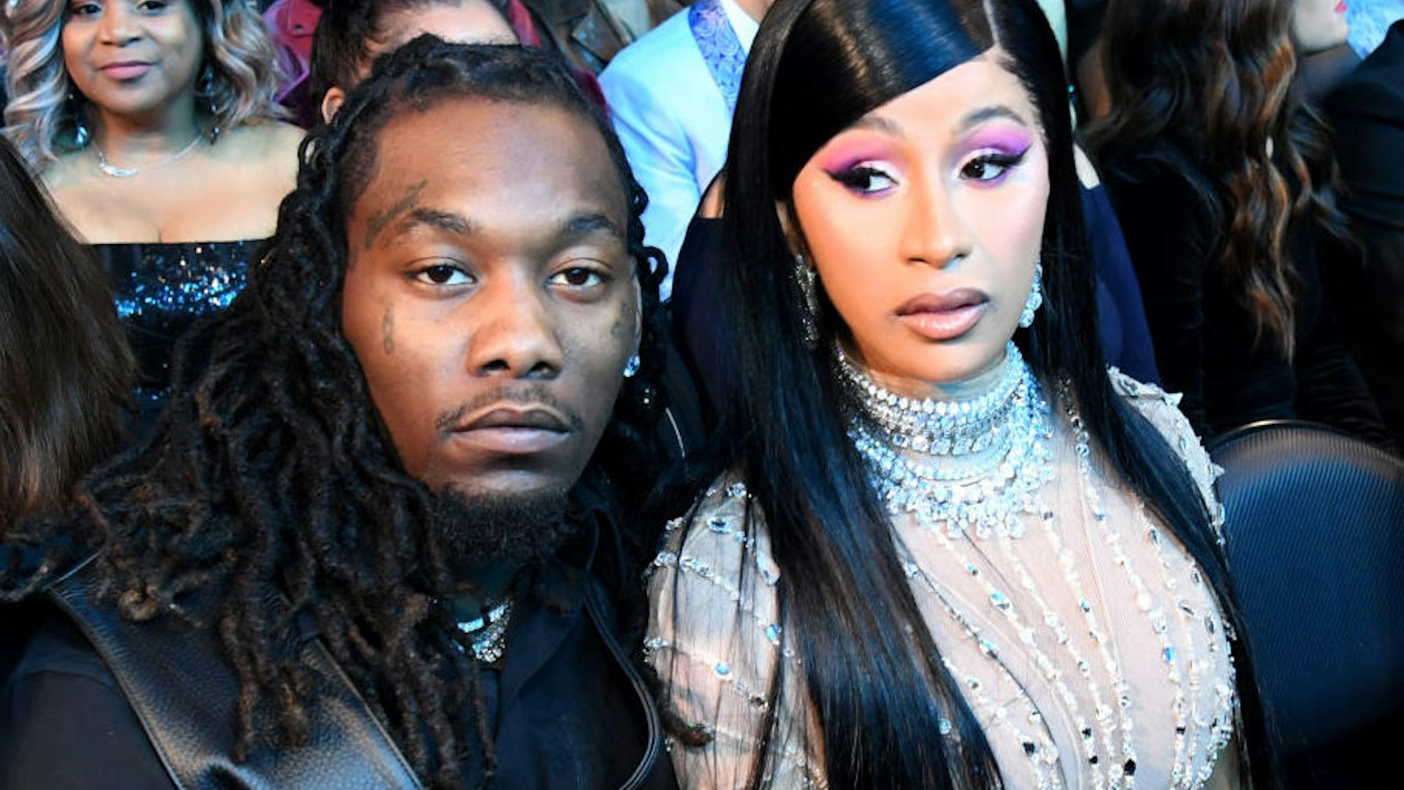 Offset (L) and Cardi B during the 62nd Annual GRAMMY Awards at STAPLES Center on January 26, 2020 in Los Angeles, California