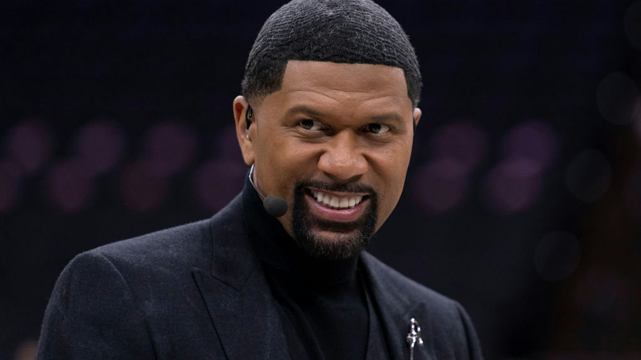 ESPN analyst Jalen Rose looks on prior to the game between the Los Angeles Lakers and Philadelphia 76ers at the Wells Fargo Center on January 25, 2020 in Philadelphia, Pennsylvania.