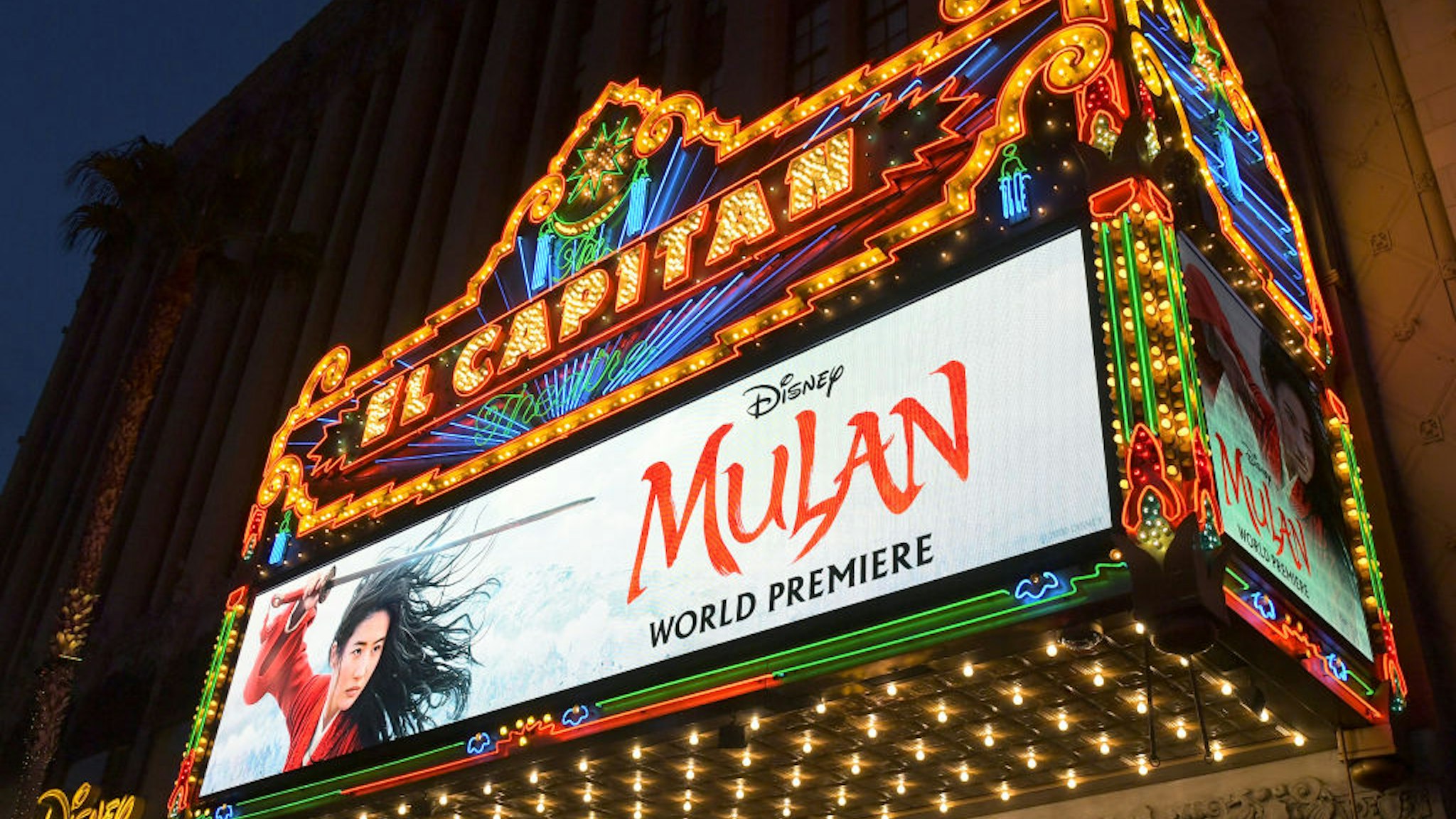 HOLLYWOOD, CALIFORNIA - MARCH 09: A view of the atmosphere at the World Premiere of Disney's 'MULAN' at the Dolby Theatre on March 09, 2020 in Hollywood, California. (Photo by Charley Gallay/Getty Images for Disney)