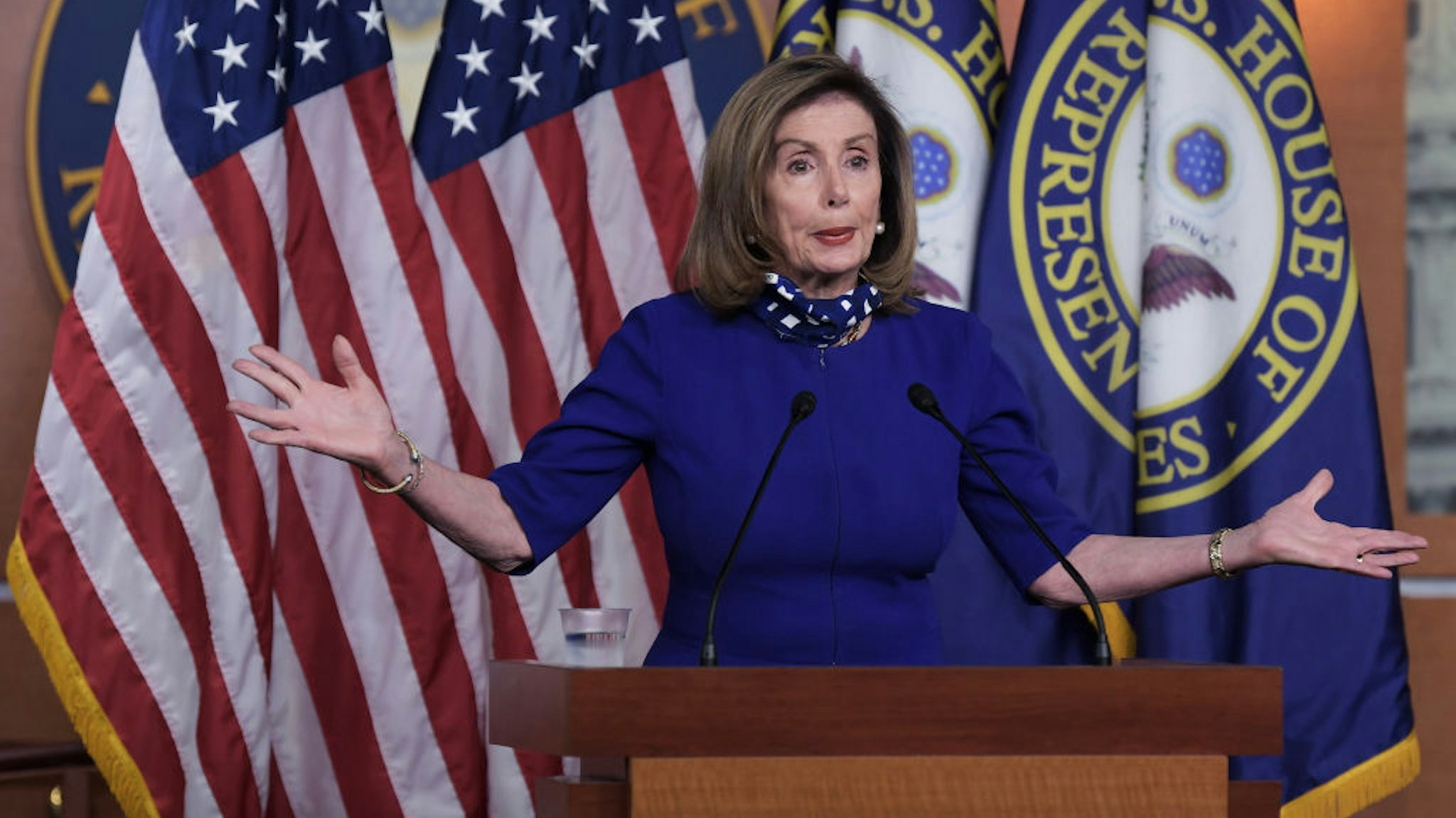 US House Speaker Nancy Pelosi hold a weekly press conference today on August 27, 2020 at HVC / Capitol Hill in Washington DC, USA.