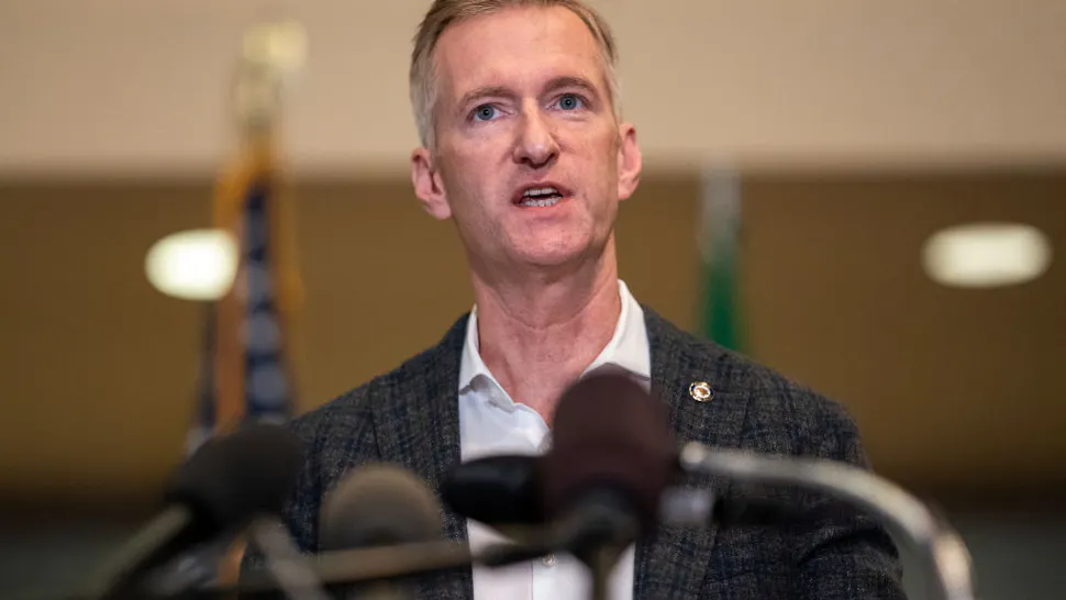 Portland Reacts After Fatal Shooting During Violent Night Of Protests Portland Mayor Ted Wheeler speaks to the media at City Hall on August 30, 2020 in Portland, Oregon.