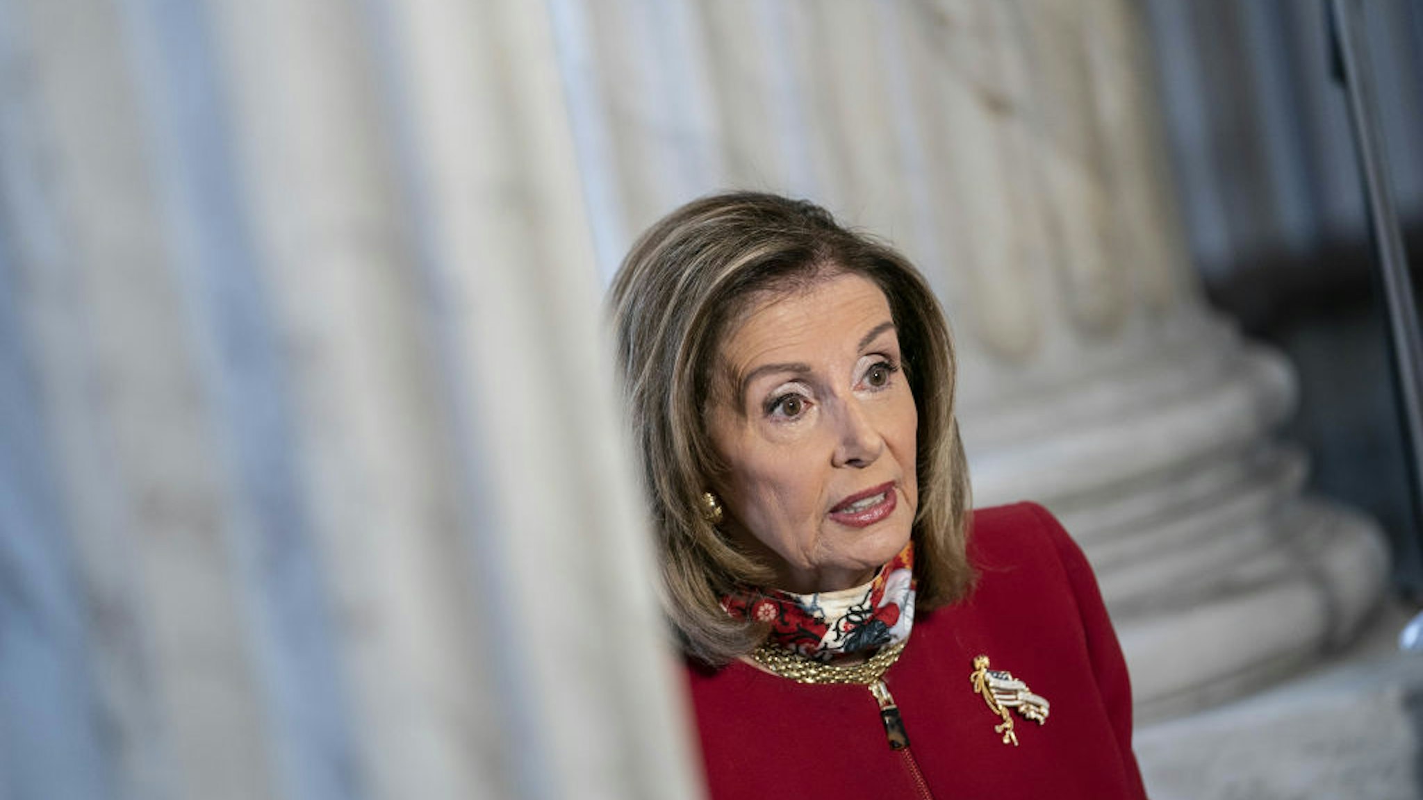 U.S. House Speaker Nancy Pelosi, a Democrat from California, speaks during a television interview at the Russell Senate Office Building on Capitol Hill in Washington, D.C., U.S., on Monday, Sept. 28, 2020.