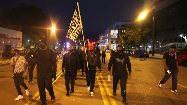 Demonstrators march for Daniel Prude on September 07, 2020 in Rochester, New York. This is the sixth consecutive night of protesting since family released bodycam footage of Daniel Prude's arrest that led to his subsequent death.
