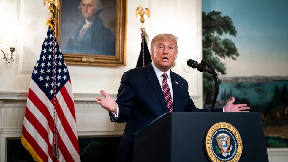 U.S. President Donald Trump announces his list of potential Supreme Court nominees in the Diplomatic Reception Room of the White House on September 9, 2020 in Washington, DC.