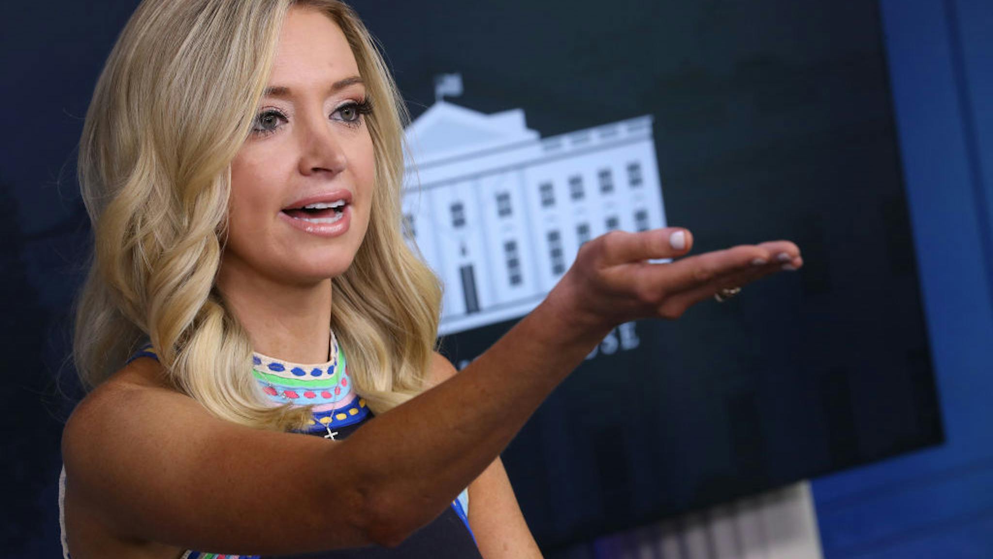Press Secretary Kayleigh McEnany Holds Briefing At The White House White House Press Secretary Kayleigh McEnany holds a news conference in the Brady Press Briefing Room at the White House on September 24, 2020 in Washington, DC.