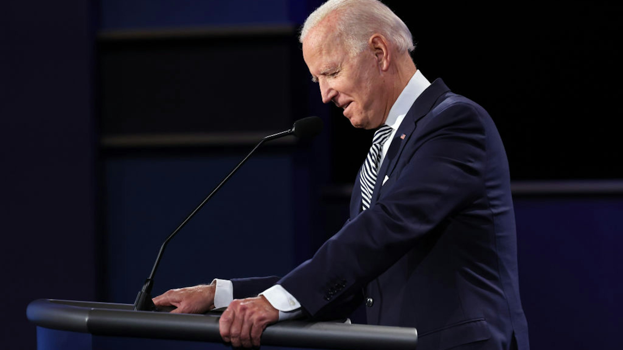 Democratic presidential nominee Joe Biden participates in the first presidential debate against U.S. President Donald Trump at the Health Education Campus of Case Western Reserve University on September 29, 2020 in Cleveland, Ohio.
