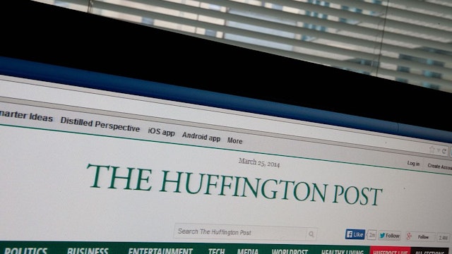 The Huffington Post is seen on a computer screen in Washington on March 25, 2014.