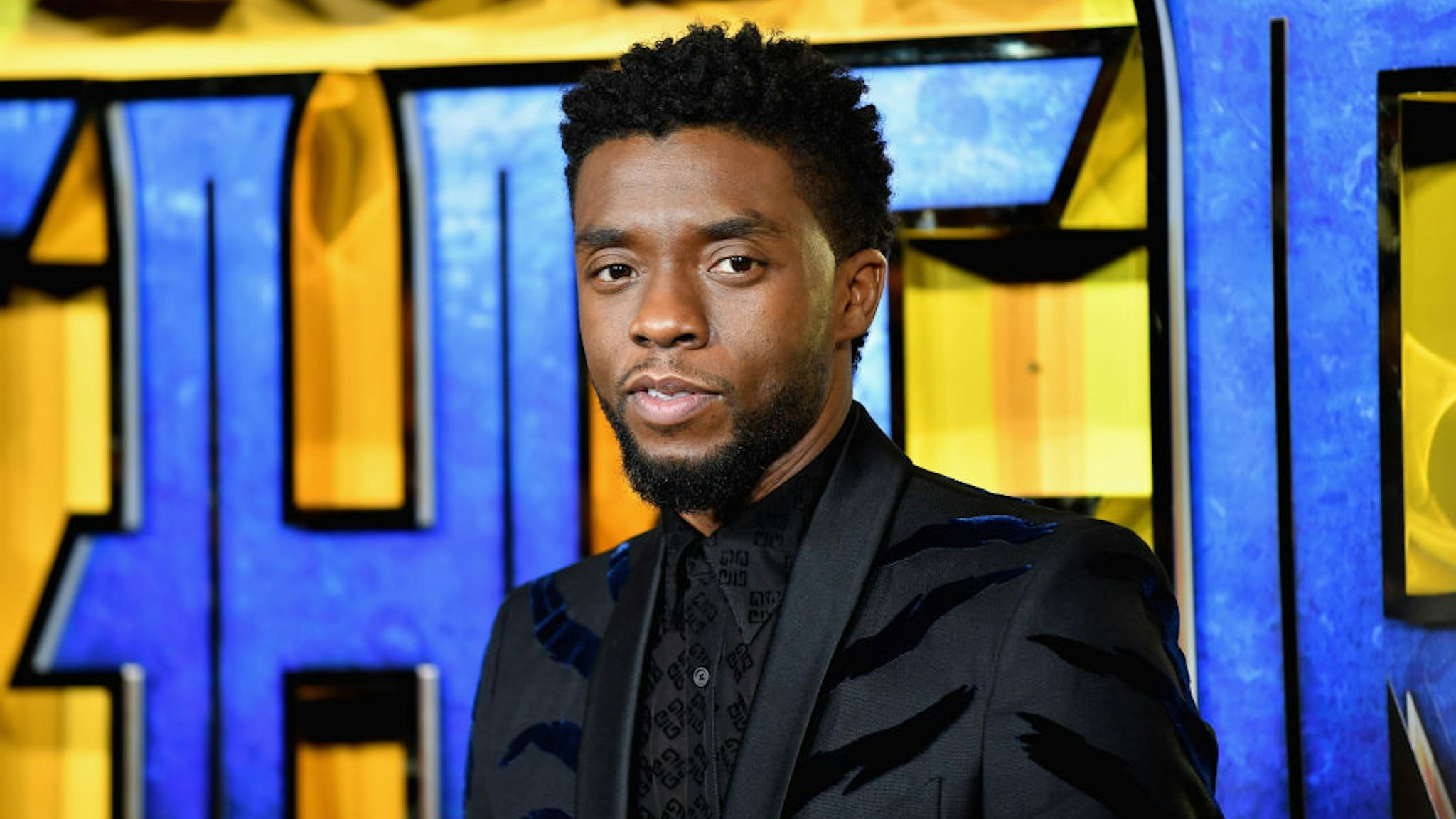 ONDON, ENGLAND - FEBRUARY 08: Chadwick Boseman attends the European Premiere of Marvel Studios' "Black Panther" at the Eventim Apollo, Hammersmith on February 8, 2018 in London, England. (Photo by Gareth Cattermole/Getty Images for Disney)