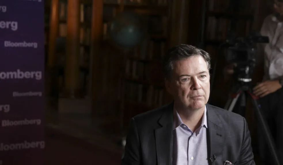 James Comey, former director of the Federal Bureau of Investigation (FBI), pauses during a Bloomberg Television interview in Salzburg, Austria, on Friday, June 21, 2019. Comey said he hopes President Donald Trump isn’t impeached because "that would let the American people off the hook." Photographer: Alex Kraus/Bloomberg