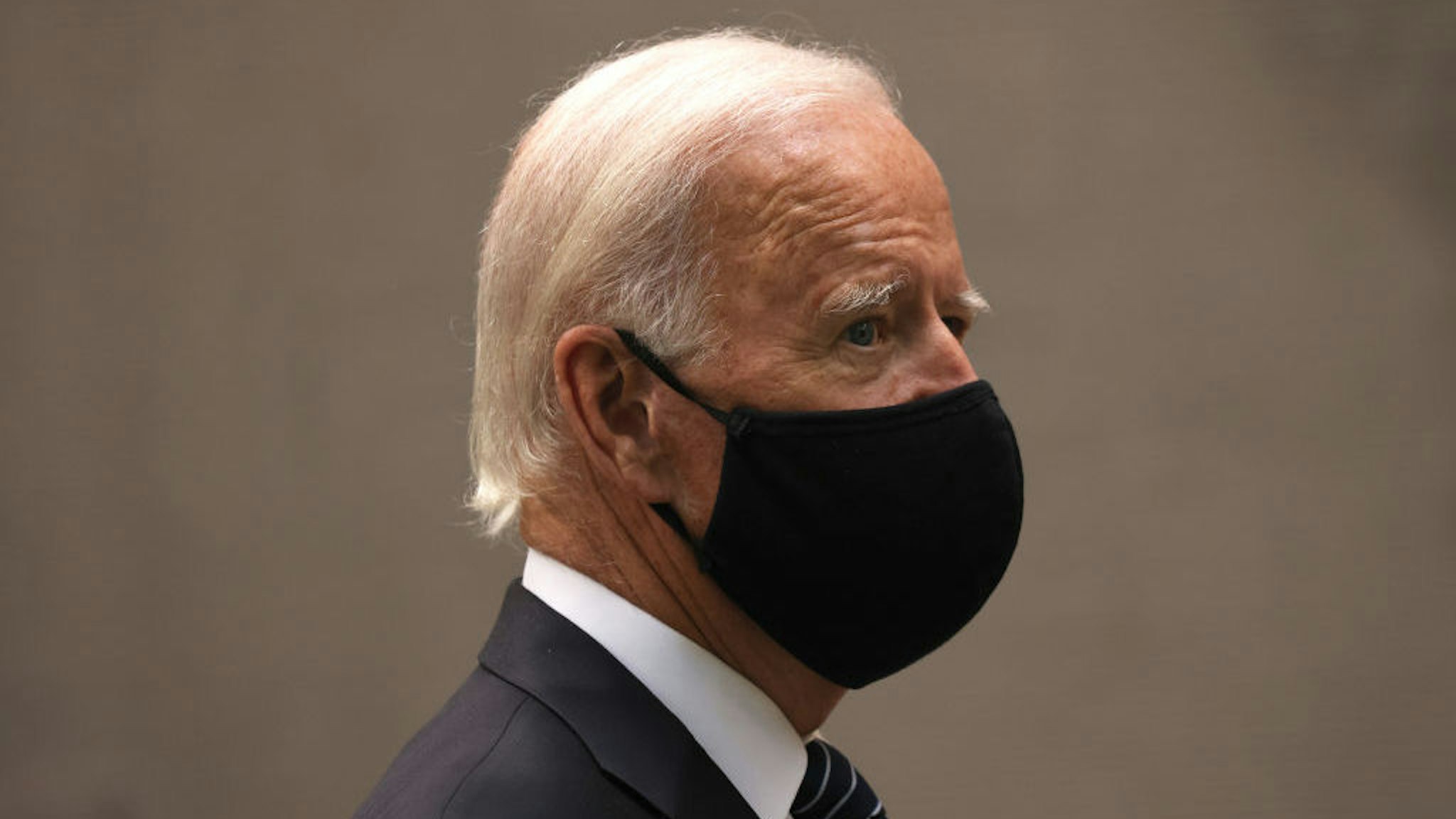 NEW YORK, NEW YORK - SEPTEMBER 11: Democratic Presidential Candidate Joe Biden attends a 9/11 memorial service at the National September 11 Memorial and Museum on September 11, 2020 in New York City. The ceremony to remember those who were killed in the terror attacks 19 years ago will be altered this year in order to adhere to safety precautions around COVID-19 transmission. (Photo by Michael M. Santiago/Getty Images)