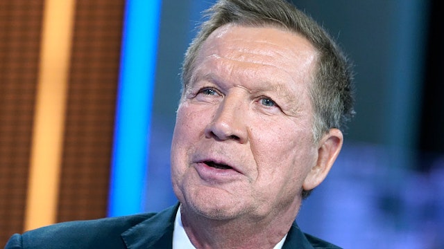 NEW YORK, NEW YORK - OCTOBER 15: Former Ohio Governor John Kasich visits "Your World With Neil Cavuto" at Fox News Channel Studios on October 15, 2019 in New York City.