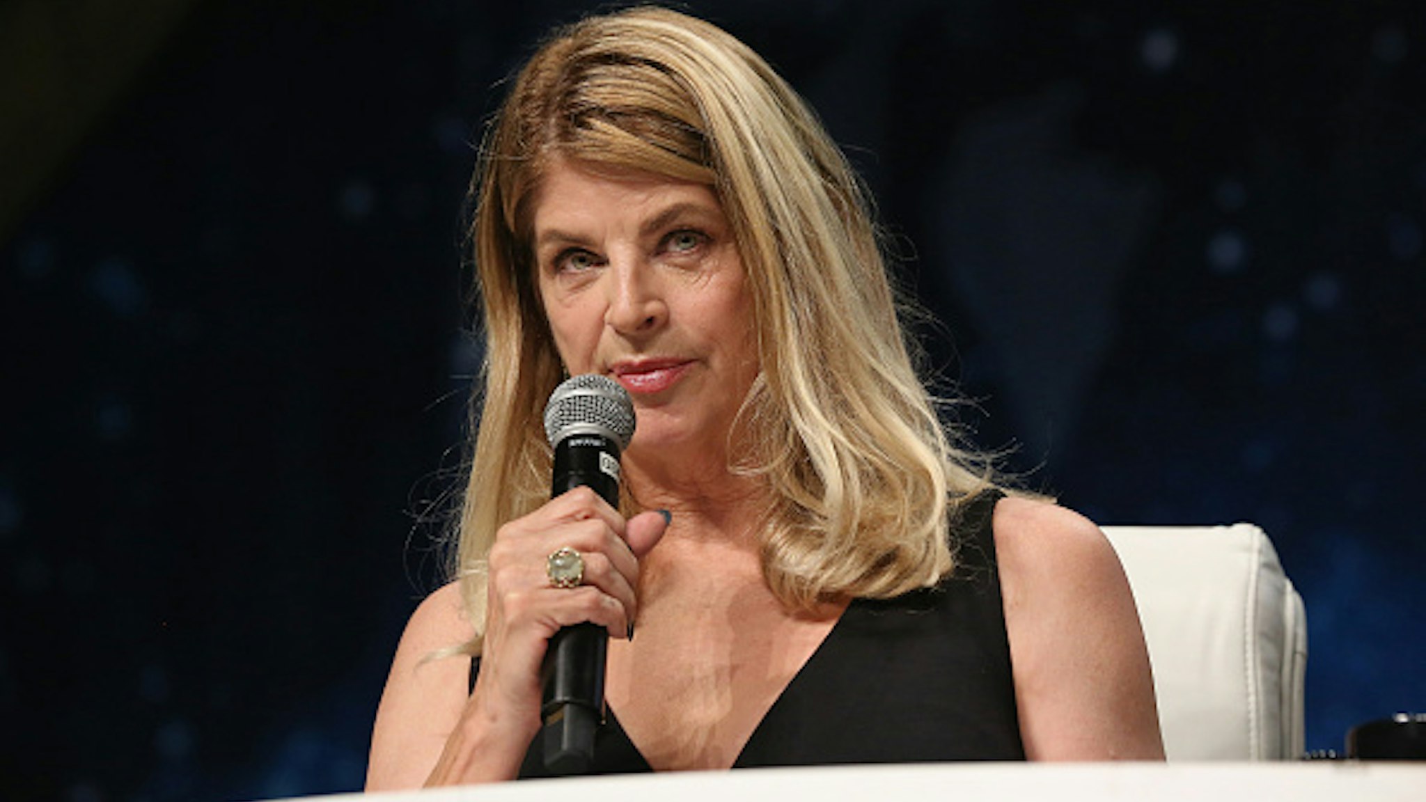 LAS VEGAS, NV - AUGUST 05: Actress Kirstie Alley speaks during the 15th annual official Star Trek convention at the Rio Hotel &amp; Casino on August 5, 2016 in Las Vegas, Nevada.