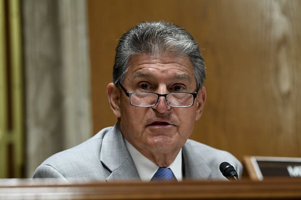 Senator Joe Manchin, a Democrat from West Virginia, speaks during a Senate Appropriations Subcommittee on Financial Services hearing in Washington, D.C., U.S., on Tuesday, June 16, 2020. The hearing will examine the Federal Communications Commission spectrum auctions program for fiscal year 2021.