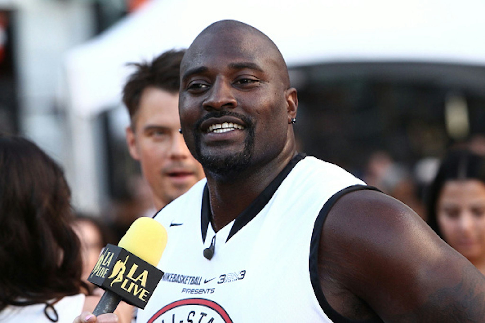 LOS ANGELES, CA - AUGUST 07: Ex NFL player Marcellus Wiley attends the ESPNLA All Star Celebrity Basketball Game Kick Off to the 2015 Nike Basketball 3ON3 Tournament Presented By NBC4 Southern California at L.A. LIVE on August 7, 2015 in Los Angeles, California.