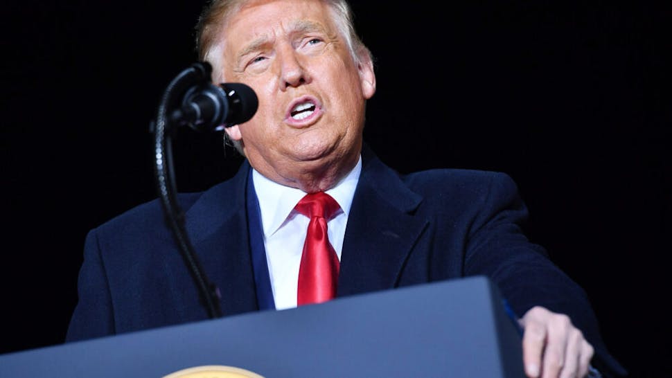 US-POLITICS-VOTE-REPUBLICANS-TRUMP US President Donald Trump speaks to supporters at a "Great American Comeback" event at Central Wisconsin Airport in Mosinee, Wisconsin, on September 17, 2020.