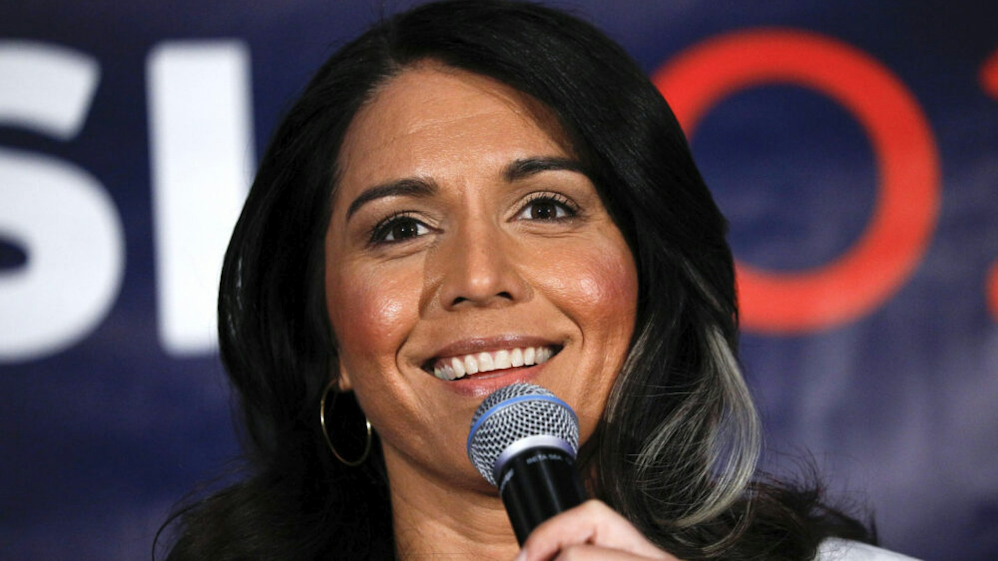 DETROIT, MI - MARCH 03: Democratic presidential candidate U.S. Representative Tulsi Gabbard (D-HI) holds a Town Hall meeting on Super Tuesday Primary night on March 3, 2020 in Detroit, Michigan. Gabbard, the first Samoan American and first Hindu elected to Congress, is one of two women left in the Democratic Primary, the other being Senator Elizabeth Warren.