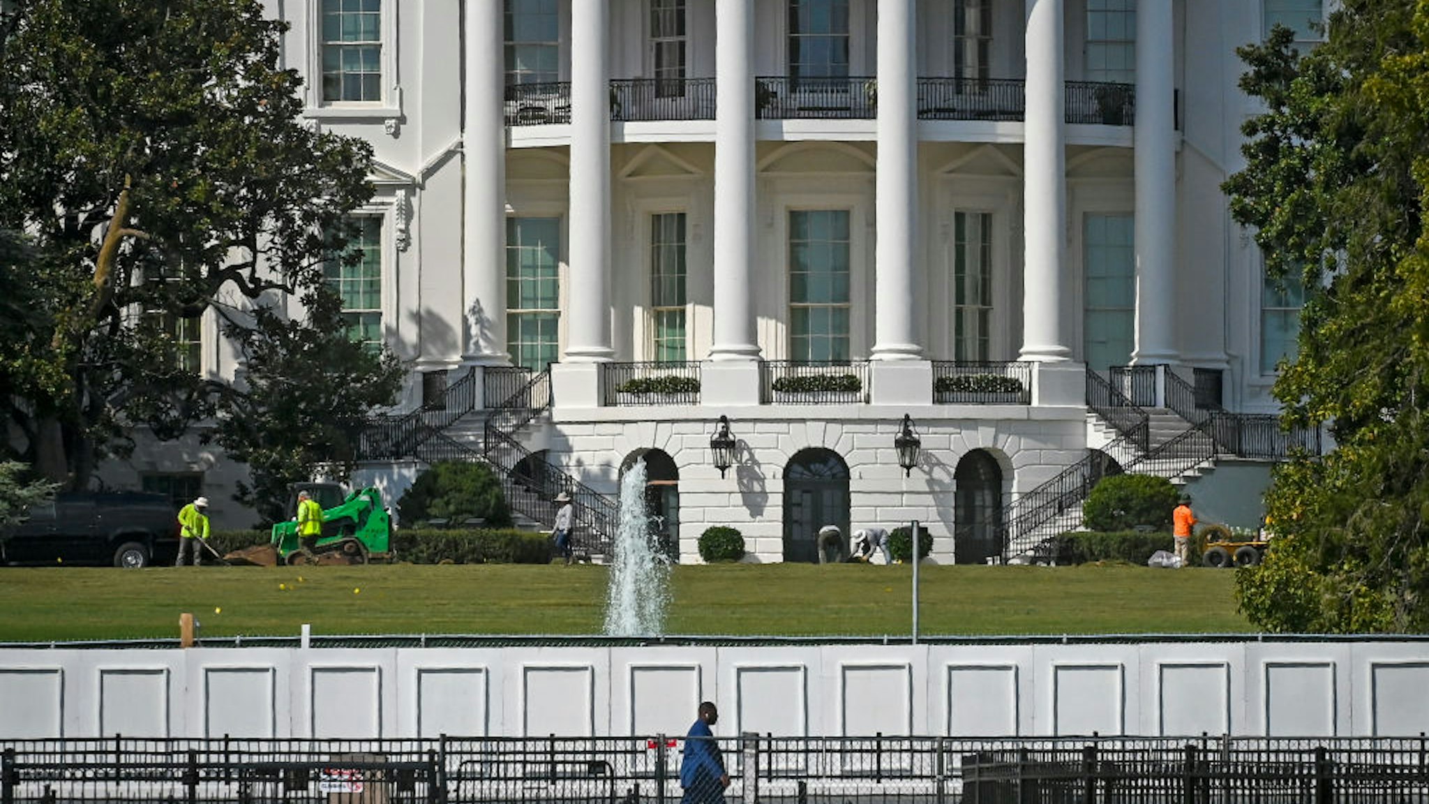 WASHINGTON, DC - September 08: A view of the south lawn of the White House in the wake of the RNC celebration held there, in Washington, DC on September 08.