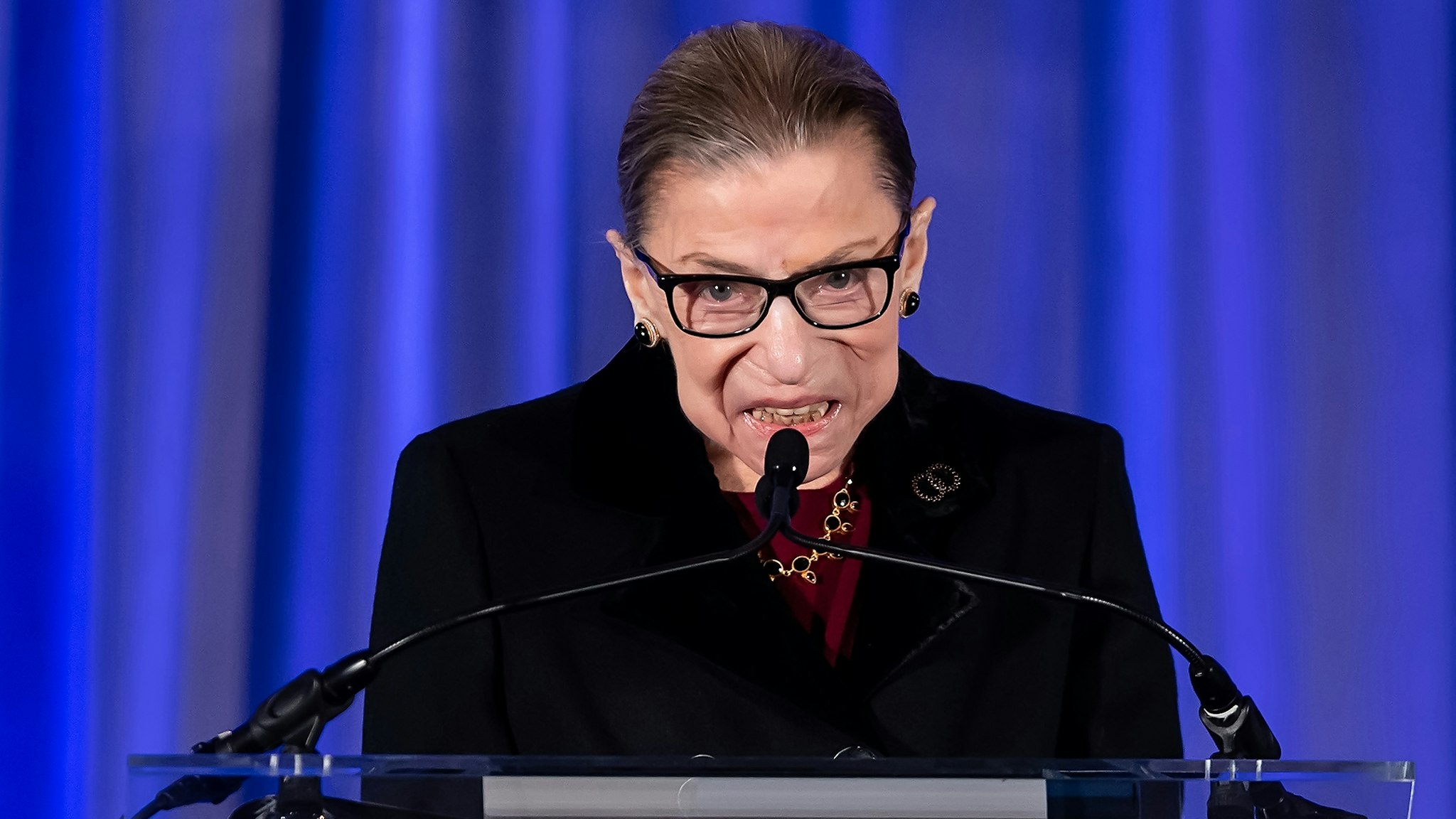 PHILADELPHIA, PENNSYLVANIA - DECEMBER 19: U.S. Supreme Court Justice Ruth Bader Ginsburg speaks on stage during her induction into The National Museum Of American Jewish History's Only In America Gallery at National Museum of American Jewish History on December 19, 2019 in Philadelphia, Pennsylvania.