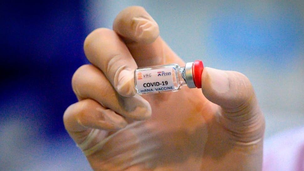 This picture taken on May 23, 2020 shows a laboratory technician holding a dose of a COVID-19 novel coronavirus vaccine candidate ready for trial on monkeys at the National Primate Research Center of Thailand at Chulalongkorn University in Saraburi. - After conclusive results on mice, Thai scientists from the centre have begun testing a COVID-19 novel coronavirus vaccine candidate on monkeys, the phase before human trials. (Photo by Mladen ANTONOV / AFP) (Photo by
