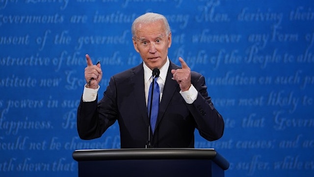 Democratic Presidential candidate and former US Vice President Joe Biden speaks during the final presidential debate at Belmont University in Nashville, Tennessee, on October 22, 2020.
