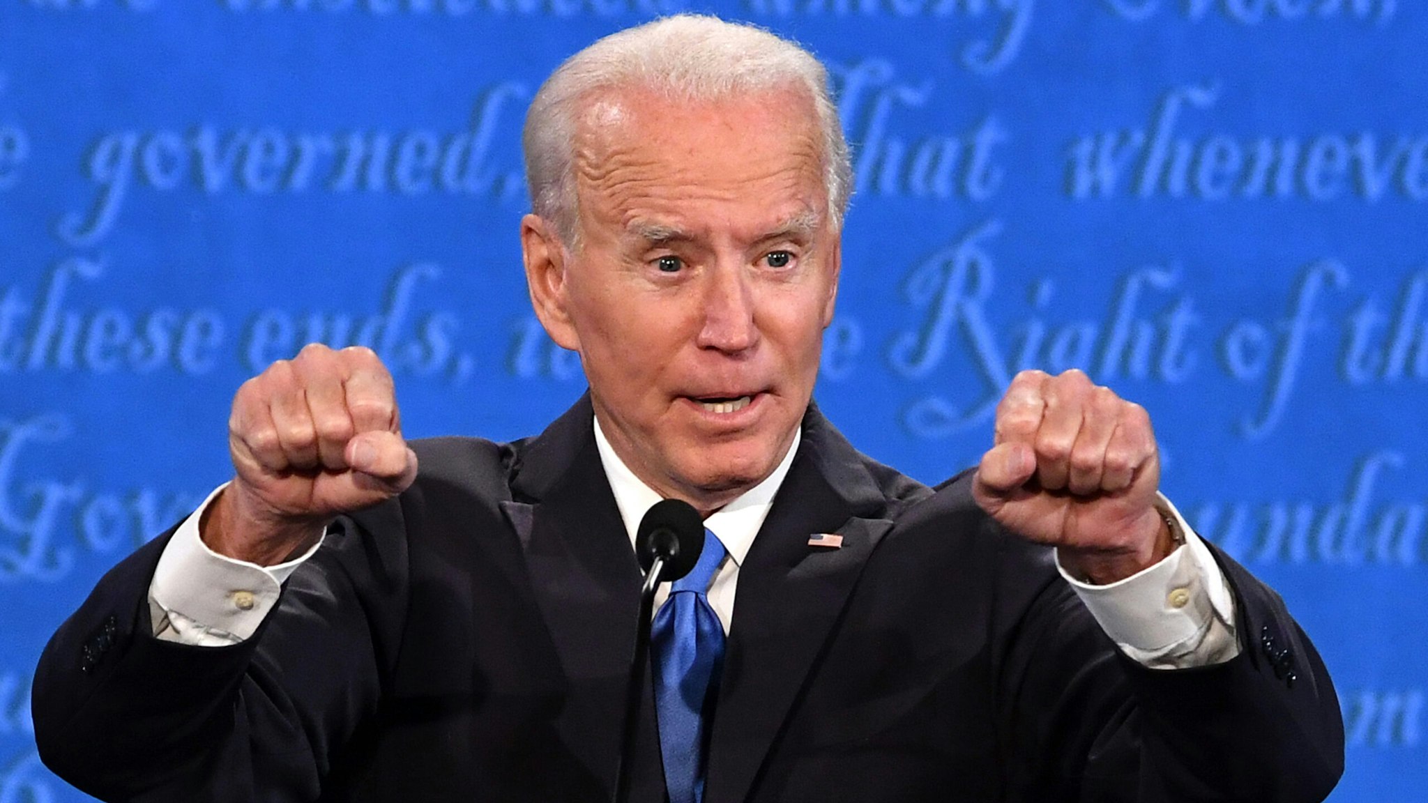 Joe Biden, 2020 Democratic presidential nominee, speaks during the U.S. presidential debate at Belmont University in Nashville, Tennessee, U.S., on Thursday, Oct. 22, 2020. Trump and Biden will square off for 90 minutes in their final debate, but the biggest risk for each candidate comes more from their own weaknesses and less from each other.
