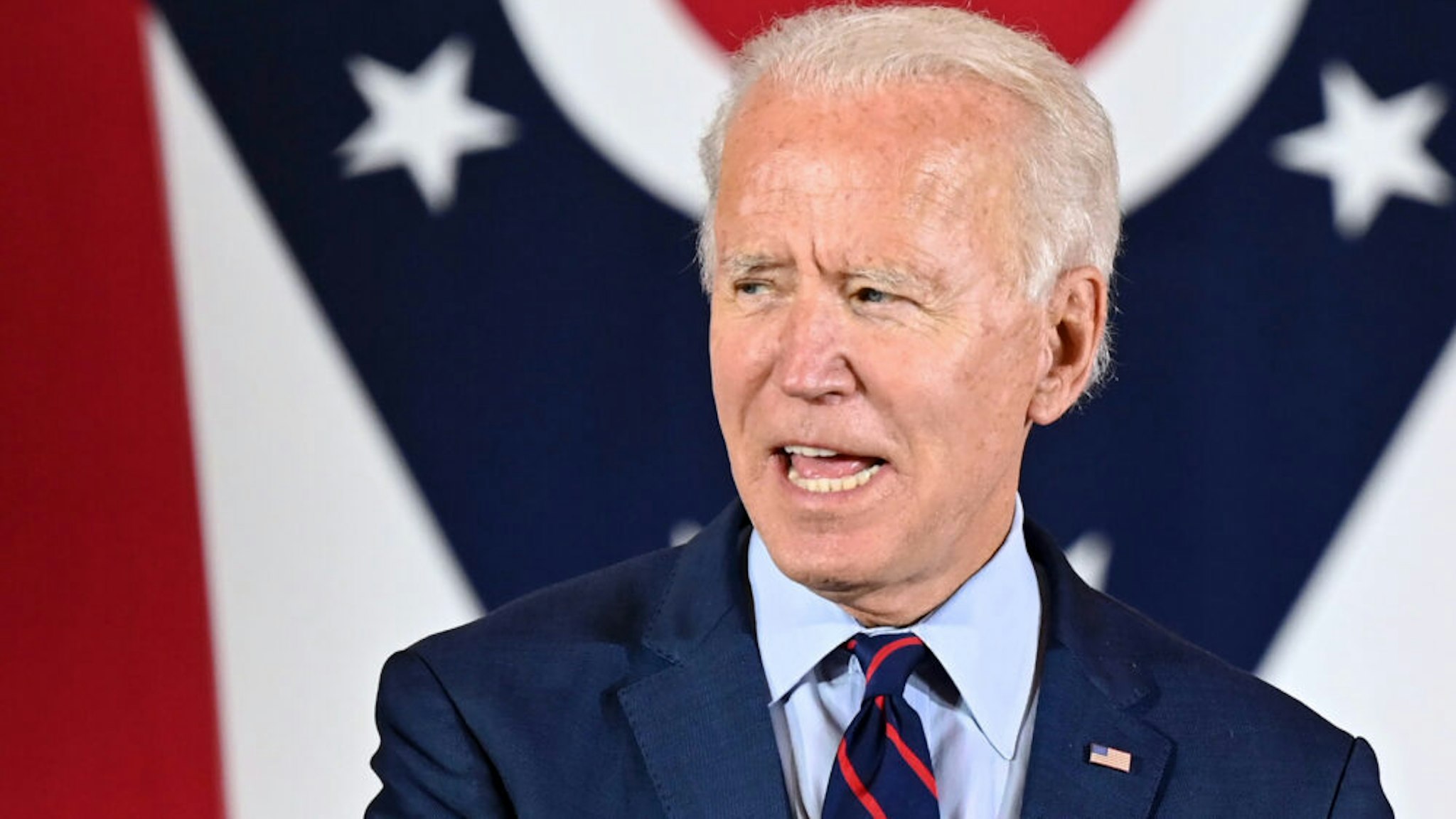 Democratic Presidential candidate and former Vice President Joe Biden delivers remarks at a voter mobilization event in Cincinnati, Ohio, on October 12, 2020, where he will speak to the importance of Ohioans making their voices heard this election.