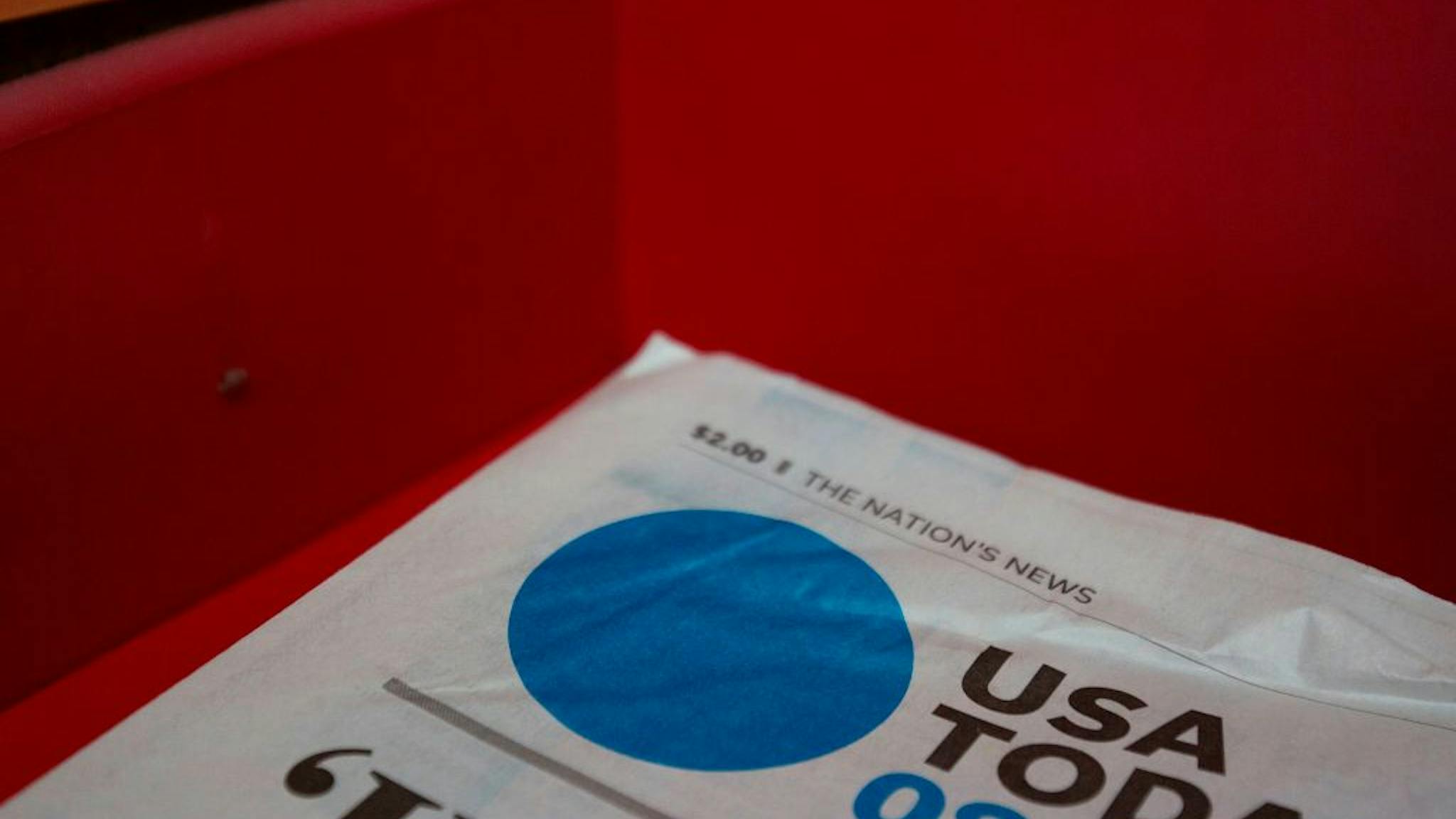 US-MEDIA-NEWSPAPERS The front page of a USA Today newspaper is seen at a convenience store in Washington, DC, on August 6, 2019.