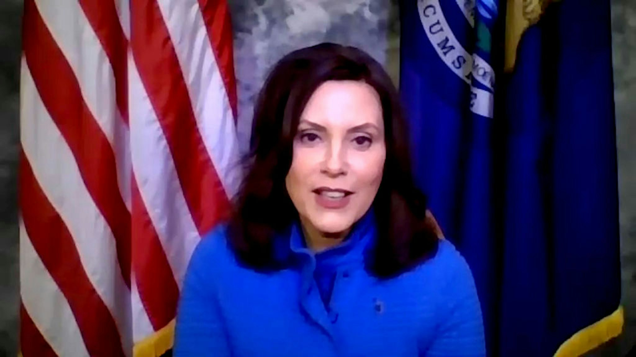 Pictured in this screen grab: Gov. Gretchen Whitmer during an interview on May 18, 2020