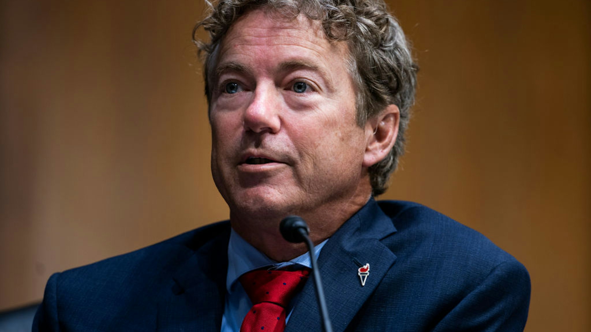 Sen. Rand Paul (R-KY) questions U.S. Secretary of State Mike Pompeo during a Senate Foreign Relations committee hearing on the State Department's 2021 budget in the Dirksen Senate Office Building on July 30, 2020 in Washington, DC.