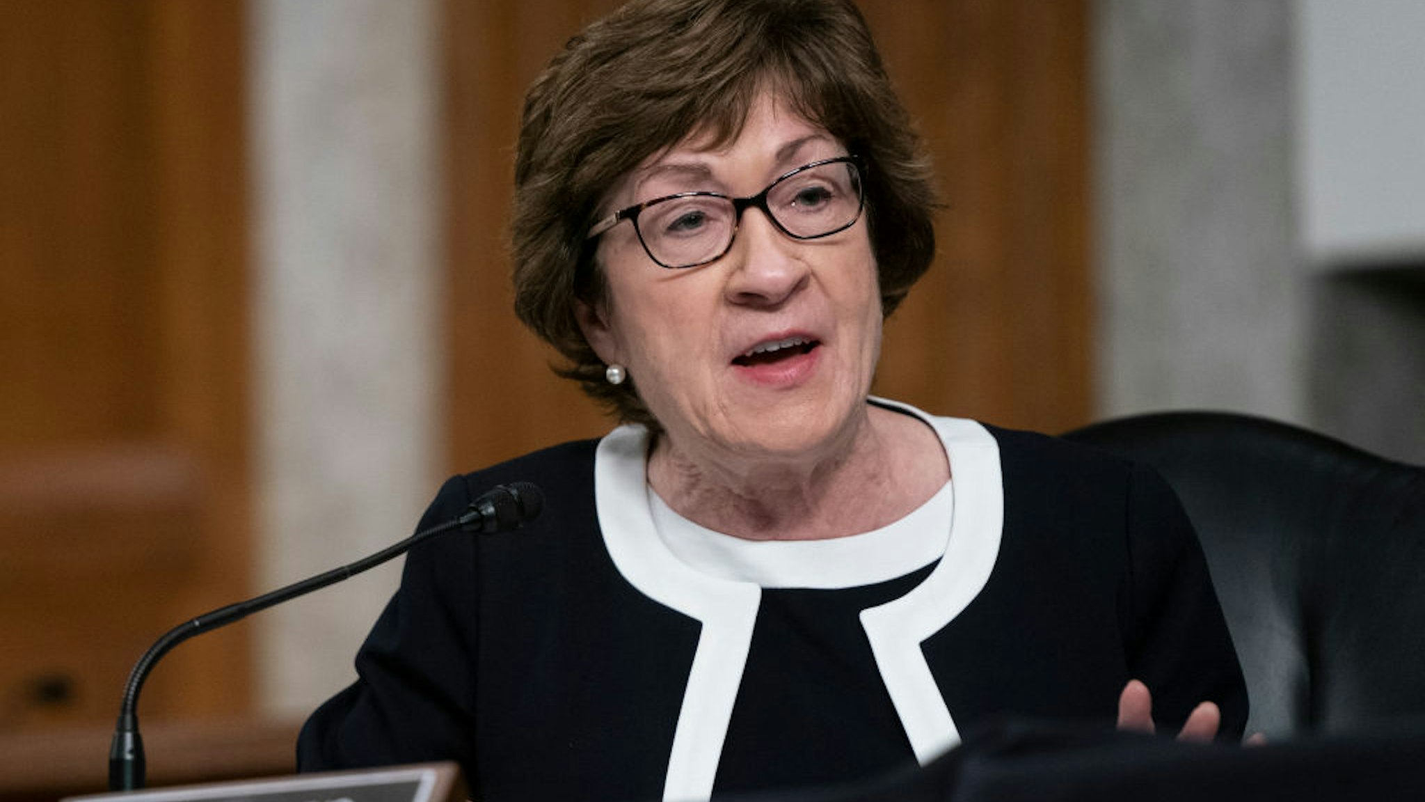 U.S. Sen. Susan Collins (R-ME) speaks at a hearing of the Senate Health, Education, Labor and Pensions Committee on September 23, 2020 in Washington, DC.