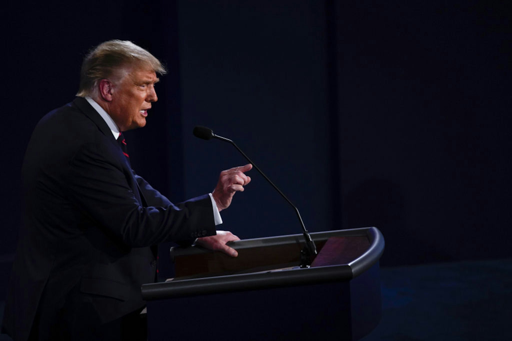 U.S. President Donald Trump speaks during the first U.S. presidential debate hosted by Case Western Reserve University and the Cleveland Clinic in Cleveland, Ohio, U.S., on Tuesday, Sept. 29, 2020.