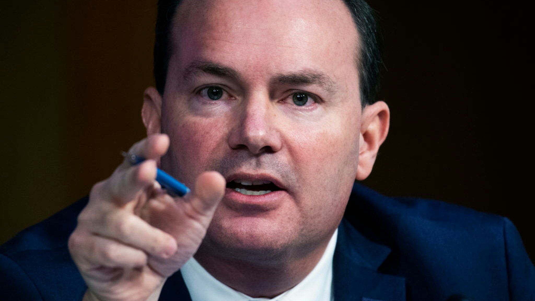 Sen. Mike Lee, R-Utah., questions Supreme Court justice nominee Amy Coney Barrett on the second day of her Senate Judiciary Committee confirmation hearing in Hart Senate Office Building on Tuesday, October 13, 2020.