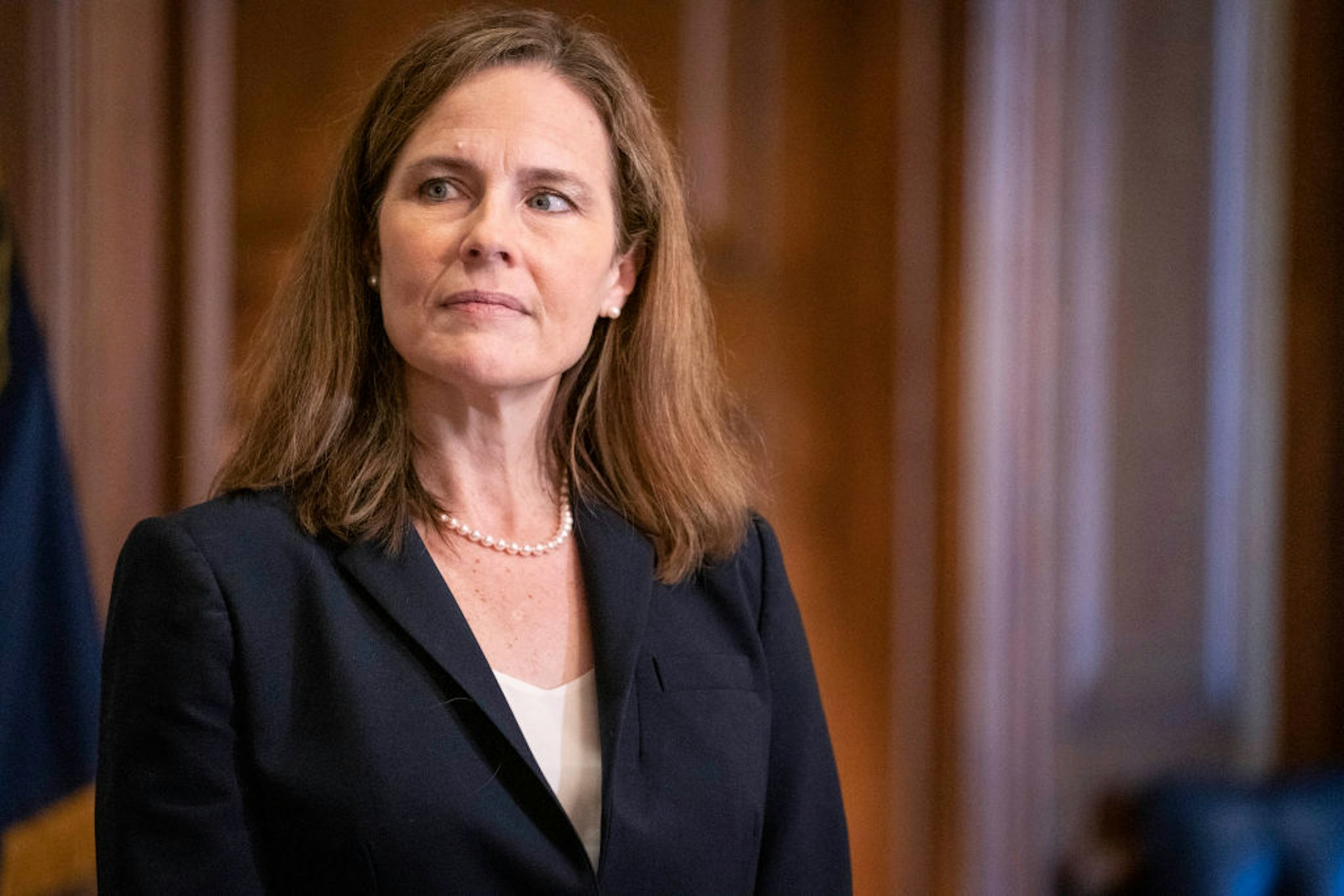 Supreme Court nominee Judge Amy Coney Barrett meets with U.S. Sen. James Lankford (R-OK) on October 21, 2020 in Washington, DC.