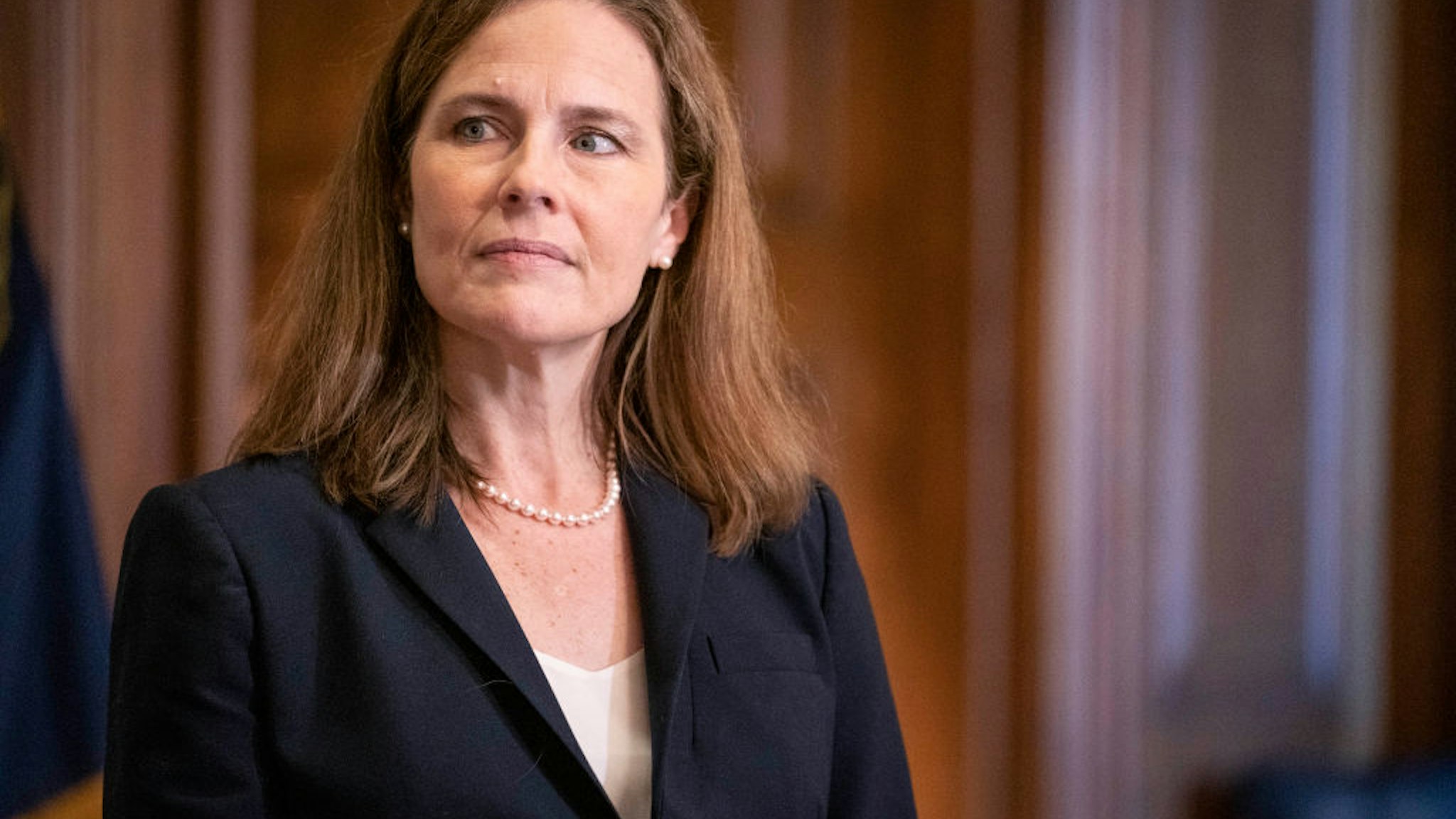 Supreme Court nominee Judge Amy Coney Barrett meets with U.S. Sen. James Lankford (R-OK) on October 21, 2020 in Washington, DC.